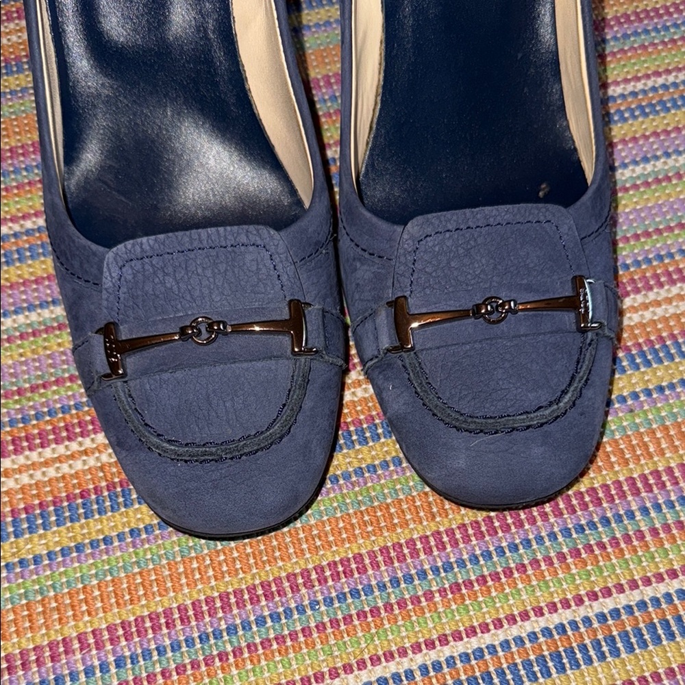 Tod's Blue Suede Loafers with Horsebit Detail NWOT 38 1/2 - Picture 4 of 9